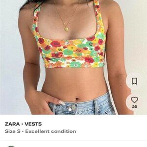 Zara Floral cropped top size small